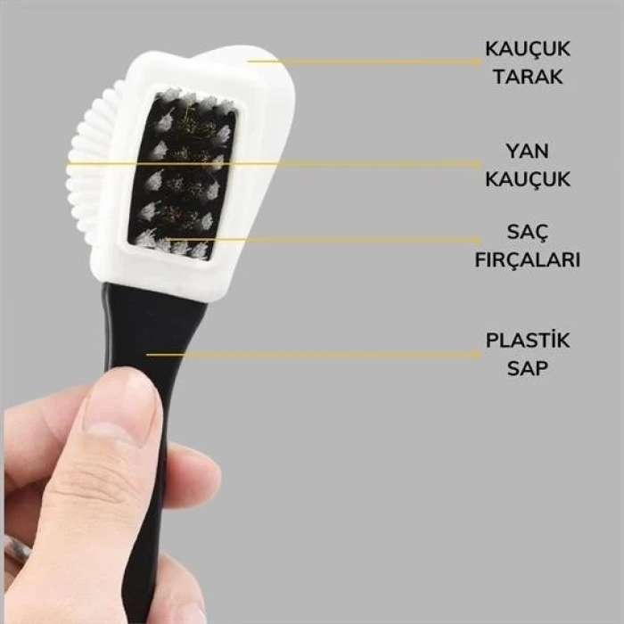 İpek Yıldızı® Çift Taraflı Pratik Taşınabilir Süet Nubuk Deri Çizme Bot Ayakkabı Temizleme Bakım Fırçası