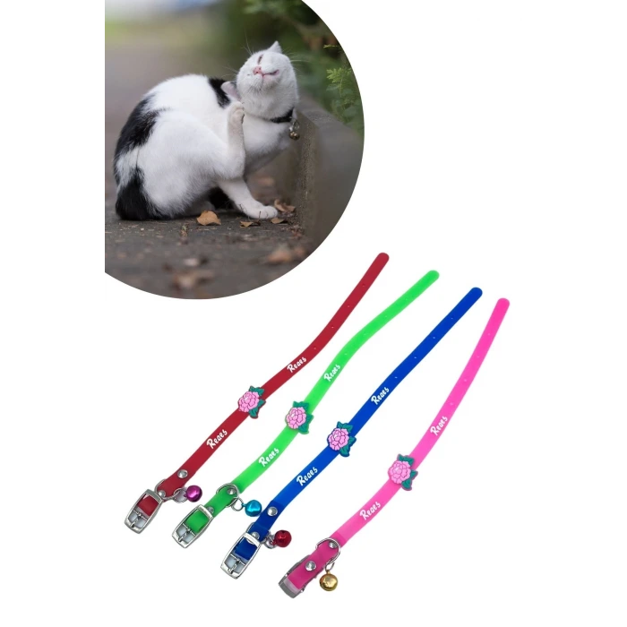 İpek Yıldızı® Çıngıraklı Zilli Sevimli Renkli Slikon Kedi Köpek Boyun Tasması