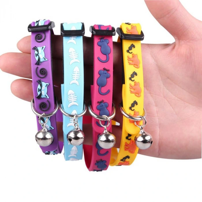 İpek Yıldızı® Çıngıraklı Zilli Sevimli Renkli Slikon Kedi Köpek Boyun Tasması