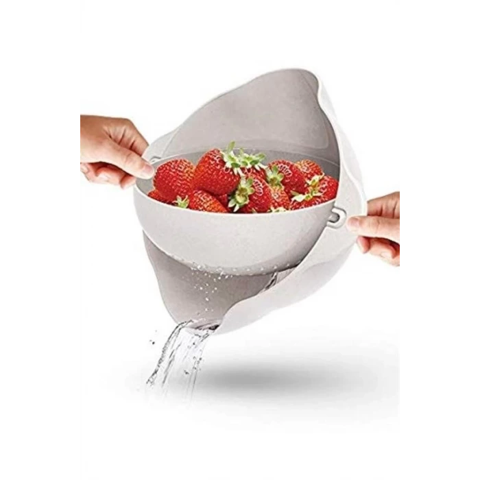 İpek Yıldızı® Çok Amaçlı 360 Derece Dönebilir Pratik Hazneli Mutfak Süzgeç Elek