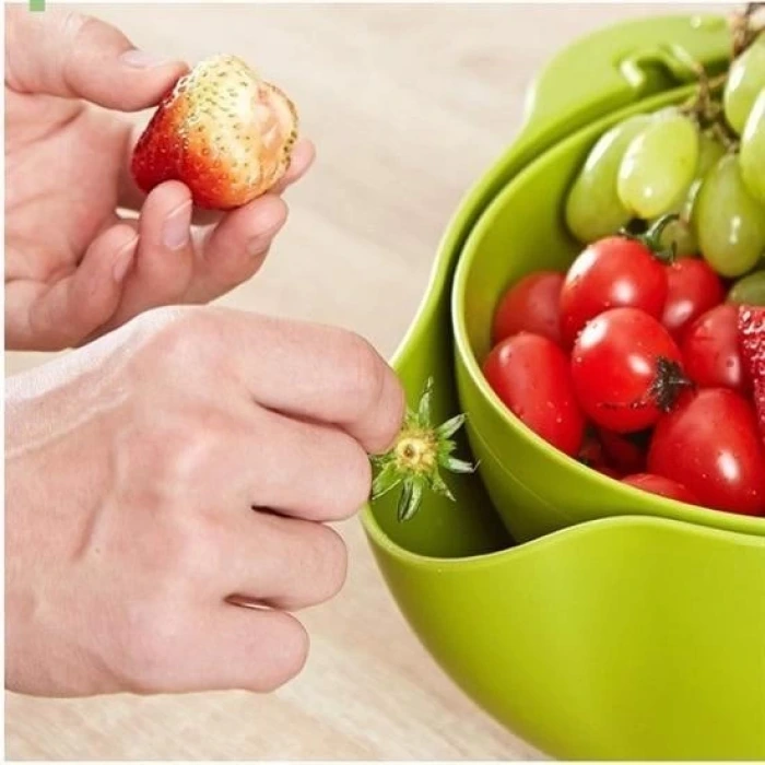 İpek Yıldızı® Çok Amaçlı 360 Derece Dönebilir Pratik Hazneli Mutfak Süzgeç Elek