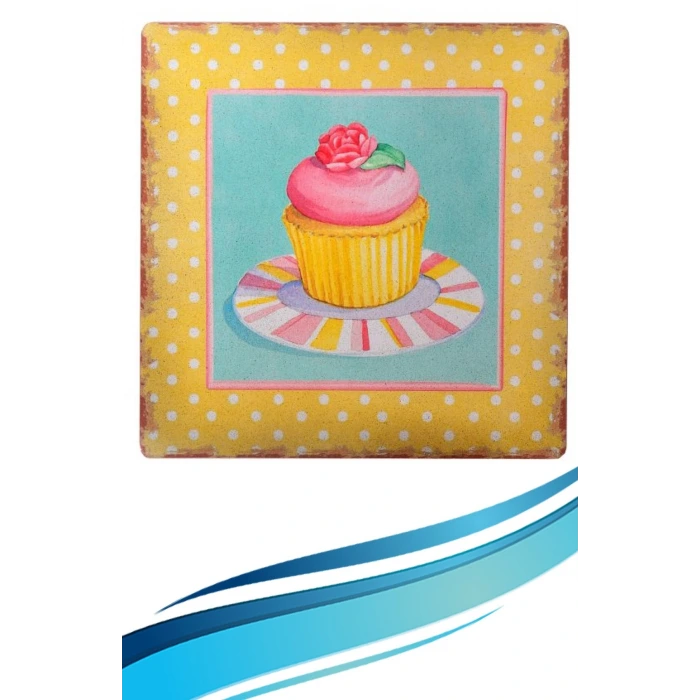 İpek Yıldızı® Decotown Duvar Panosu 40*40 Cup Cake Muffin Motifli Duvar Süsü