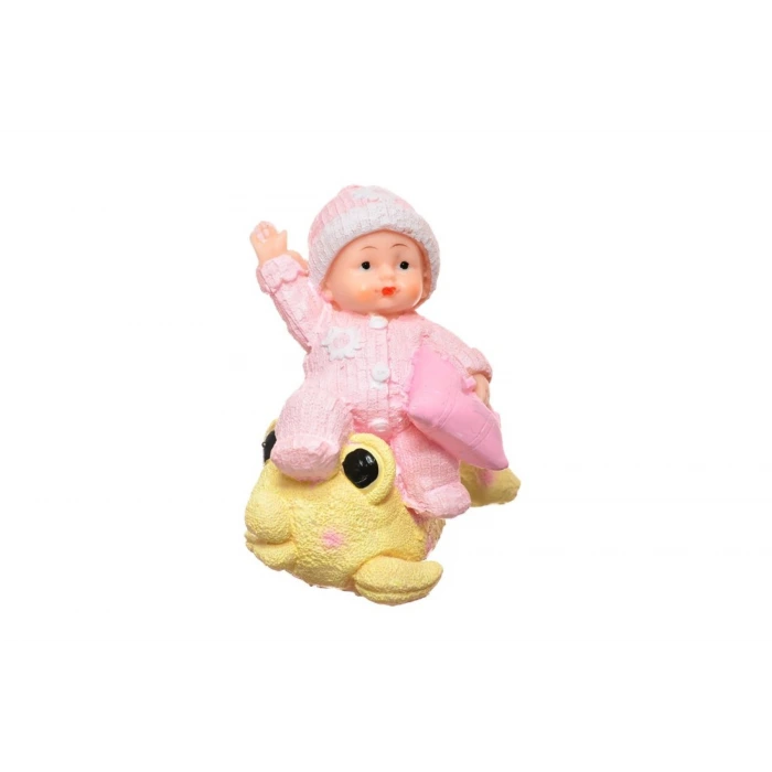 İpek Yıldızı® Decotown Hediyelik Sevimli Pembe Bebek Biblo Polyester Süs Eşyası