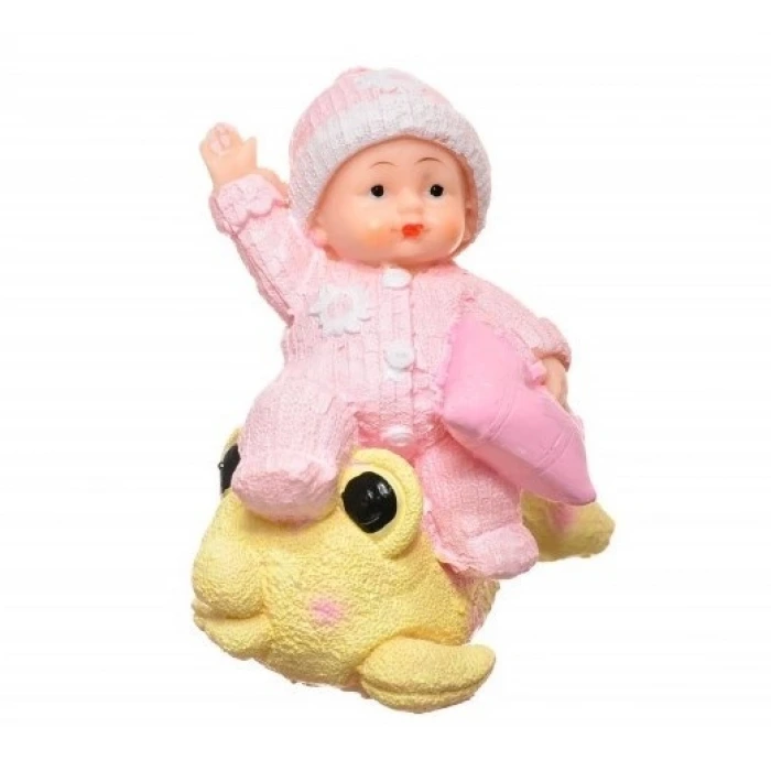 İpek Yıldızı® Decotown Hediyelik Sevimli Pembe Bebek Biblo Polyester Süs Eşyası