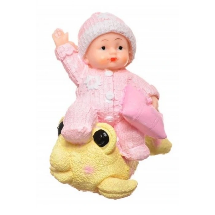 İpek Yıldızı® Decotown Hediyelik Sevimli Pembe Bebek Biblo Polyester Süs Eşyası