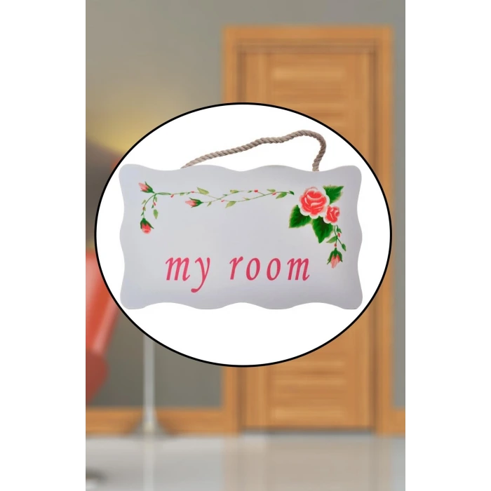İpek Yıldızı® Decotown My Room Benim Odam Dekoratif Çiçek Desenli Kapı Askısı