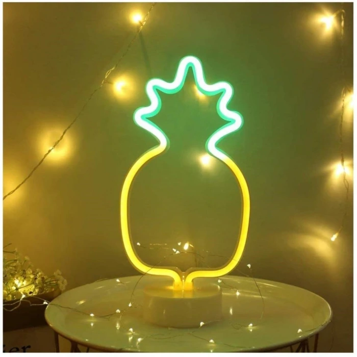 İpek Yıldızı® Dekoratif Ananaslı Neon Led Masa Ve Gece Lambası Hediyelik Lamba