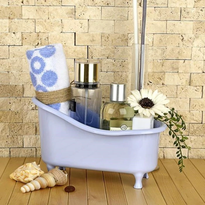 İpek Yıldızı® Dekoratif Mini Küvet Şeklinde Çok Amaçlı  Banyo Düzenleyici Sepet