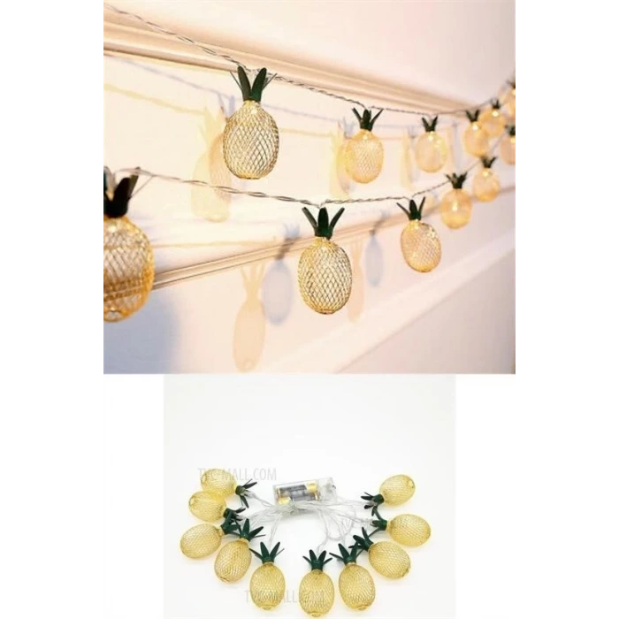 İpek Yıldızı® Dekoratif Pilli Pineapple Ananas Pilli Şerit Led Işık (1 Metre)