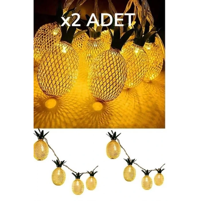İpek Yıldızı® Dekoratif Pilli Pineapple Ananas Pilli Şerit Led Işık (1 Metre)