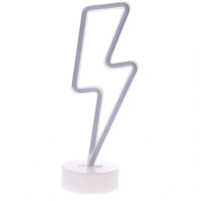 İpek Yıldızı® Dekoratif Şimşek Şeklinde Pilli Neon Led Lamba Süs Masa Lambası