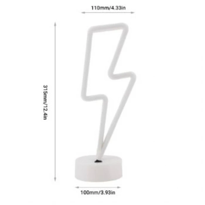 İpek Yıldızı® Dekoratif Şimşek Şeklinde Pilli Neon Led Lamba Süs Masa Lambası