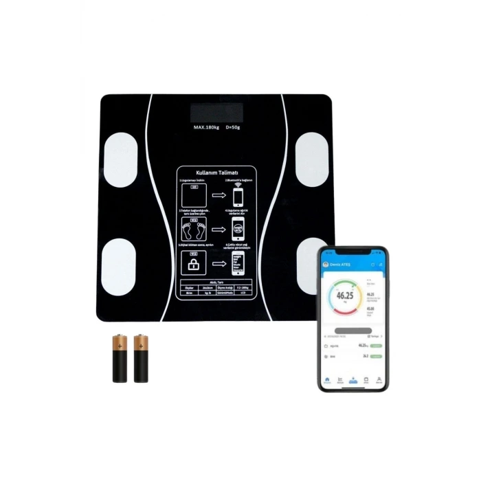 İpek Yıldızı® Dijital Baskül Yağ Ölçer Fonksiyonlu Akıllı Baskül Bluetooth Bağlantılı Tartı