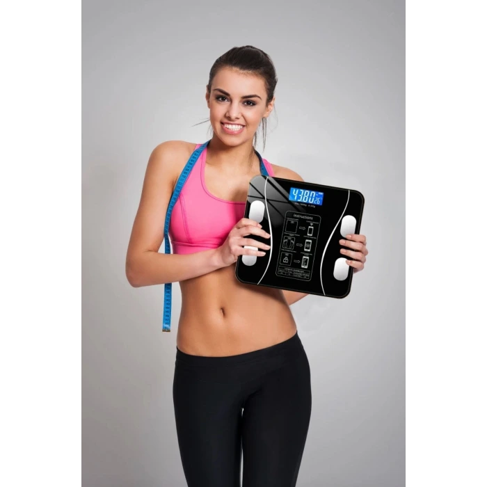 İpek Yıldızı® Dijital Baskül Yağ Ölçer Fonksiyonlu Akıllı Baskül Bluetooth Bağlantılı Tartı