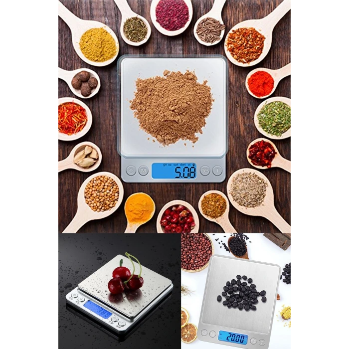 İpek Yıldızı® Dijital Hassas Mutfak Terazisi Hassas Tartı 2000 Gr/01 Gr Hassasiyet