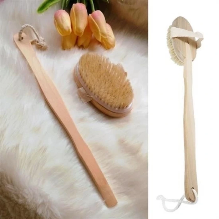 İpek Yıldızı® Doğal At Kılı Selülit Karşıtı Sapı Çıkabilen Ahşap Banyo Fırçası