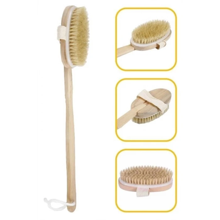 İpek Yıldızı® Doğal At Kılı Selülit Karşıtı Sapı Çıkabilen Ahşap Banyo Fırçası