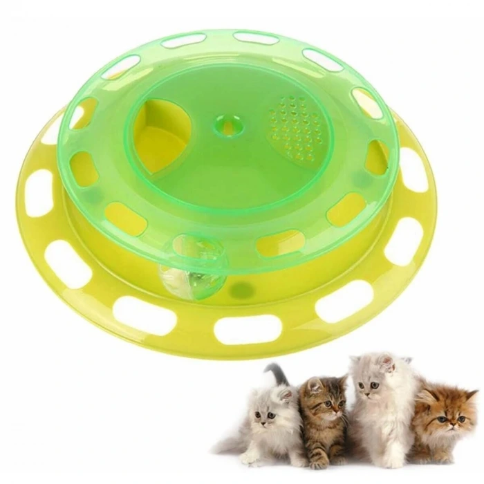 İpek Yıldızı® Döner Tablalı Kedi Yemek Yeme Kabı Eğlenceli Kedi Yemek Tabağı