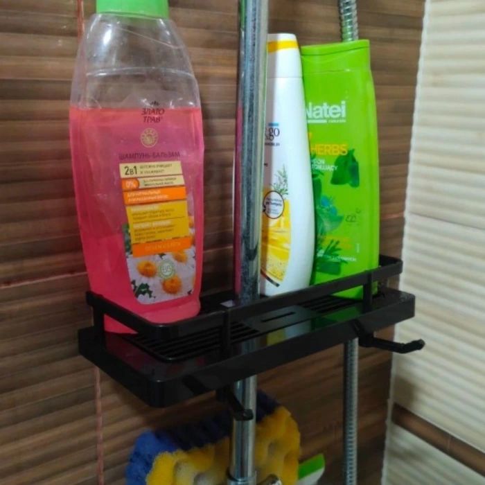 İpek Yıldızı® Duş Demirine Takılan Siyah Duş Sabunluk Organizeri Şampuan,Sabun,Lif Standı