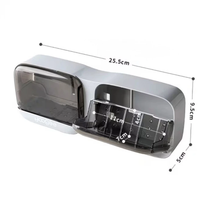 İpek Yıldızı® Duvara Monte İkili Kapaklı Plastik Katı Sabunluk Organizer – Banyo & Mutfak İçin Yapışkanlı Sabun Kutusu ve Düzenleyici