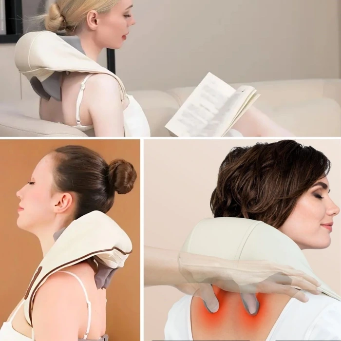 İpek Yıldızı® Elektrikli Boyun ve Sırt Masaj Aleti Kablosuz Boyun ve Omuz Yoğurma Masaj Yastığı