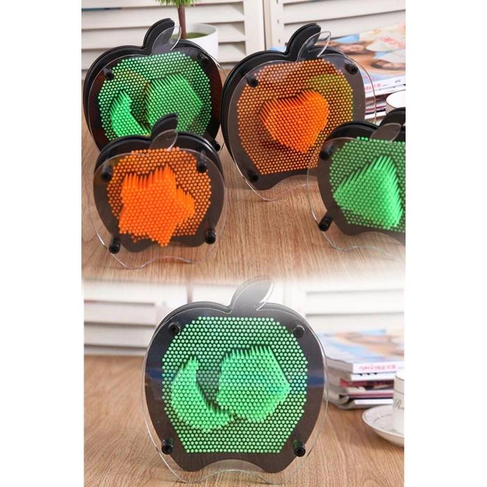 İpek Yıldızı® Elma Şeklinde Pin Art Dekoratif 3D Çivi Sanatı Filografi Tahtası