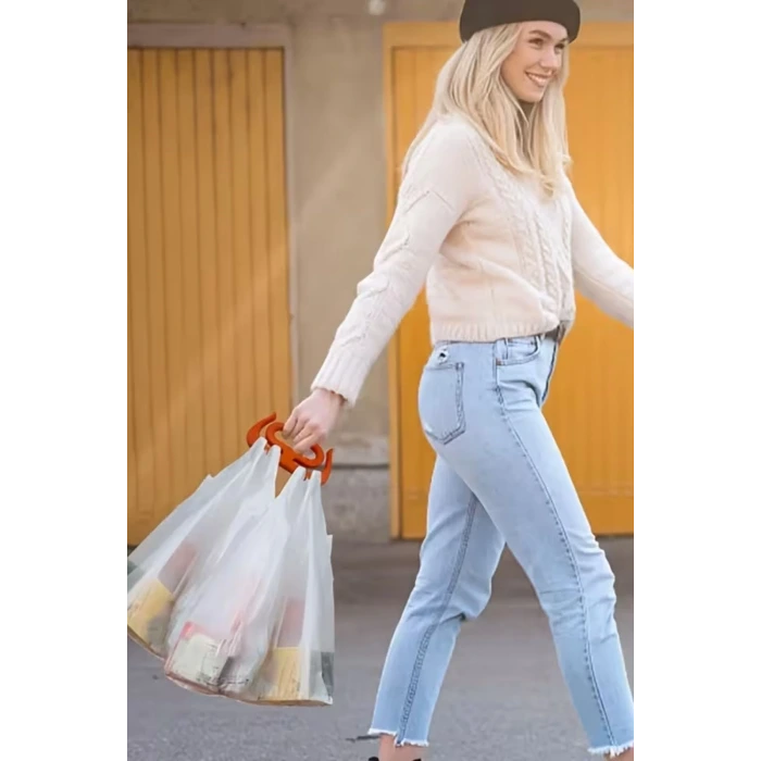 İpek Yıldızı® Ergonomik Poşet Taşıma Aparatı – Ağır Yük Taşıyıcı Tutacak, Elden Kesme Yapmayan Kolay Taşıma Kancası, Market ve Alışveriş Çantası Taşı