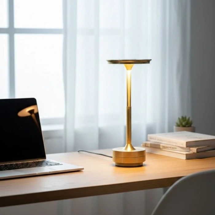 İpek Yıldızı® Eskitme Gold Kasa Dokunmatik Şarjlı Masa Lambası – 3 Renk Işık Modlu, LED Aydınlatmalı, Modern & Dekoratif Abajur