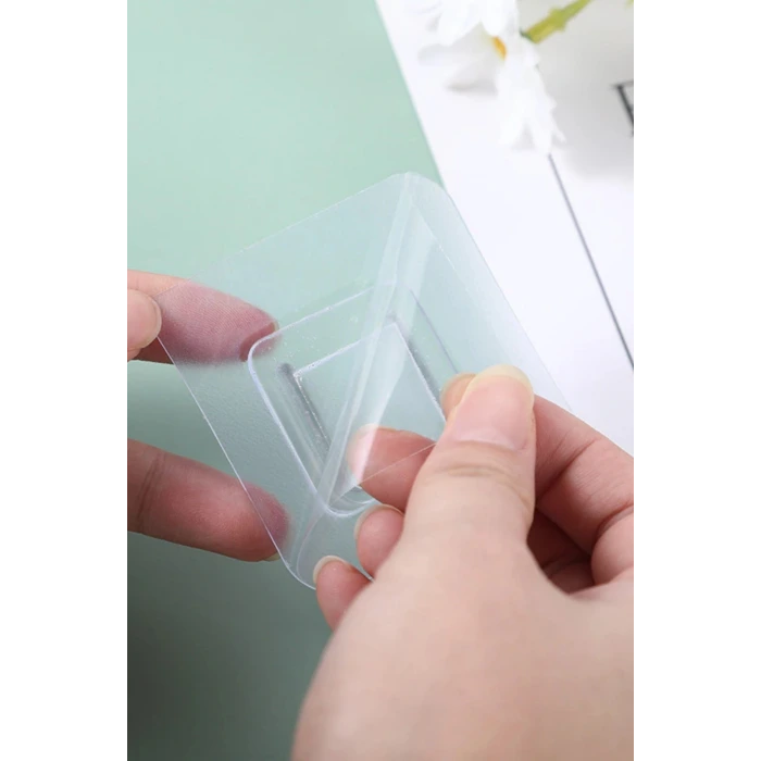 İpek Yıldızı® Eşya Sabitleme Askısı 10 Çift Şeffaf Çift Taraflı Yapışkanlı Geçmeli Klips