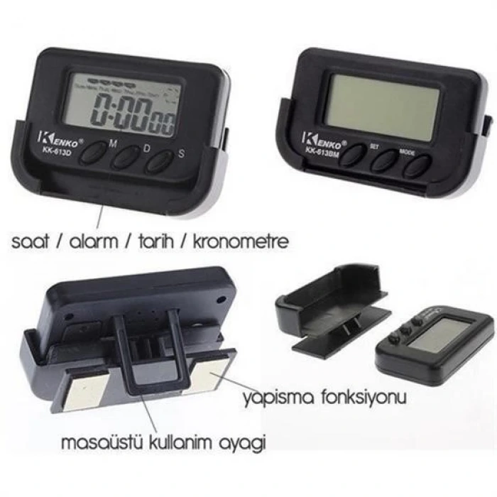 İpek Yıldızı® Ev ve Araç Tipi Dijital Saat Kronometreli Alarmlı Pilli Saat