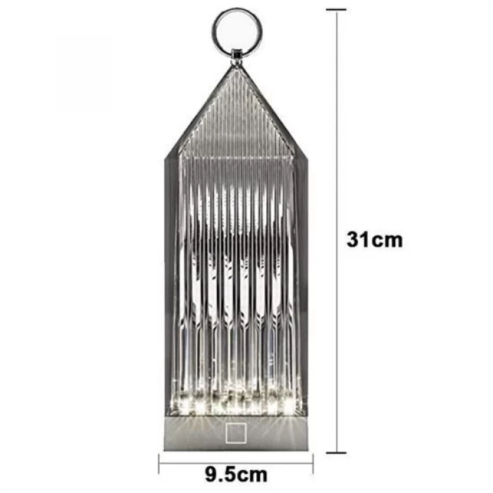 İpek Yıldızı® Fener Model USB Şarjlı Dokunmatik 3 Farklı Işık Modlu Masa Üstü Kristal Akrilik Lamba Led