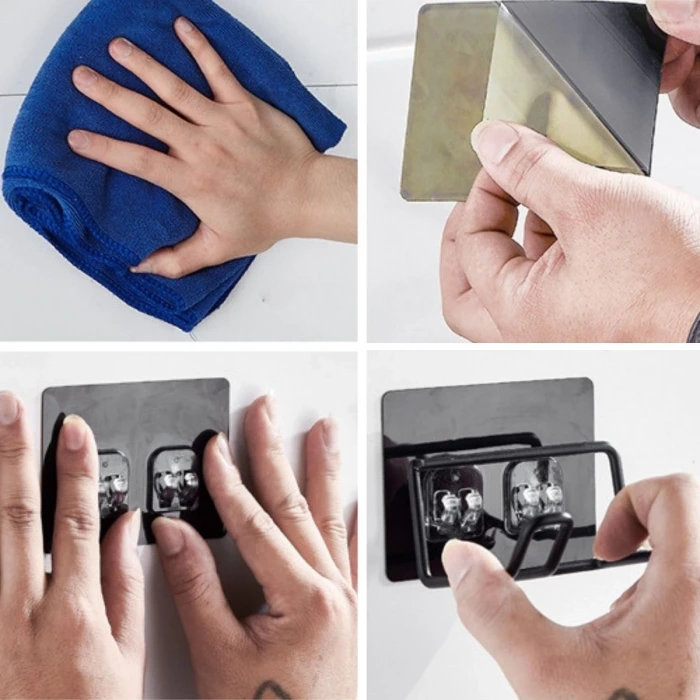 İpek Yıldızı® Fön Makine Askısı Siyah Yapışkanlı Fön Makine Tutucu