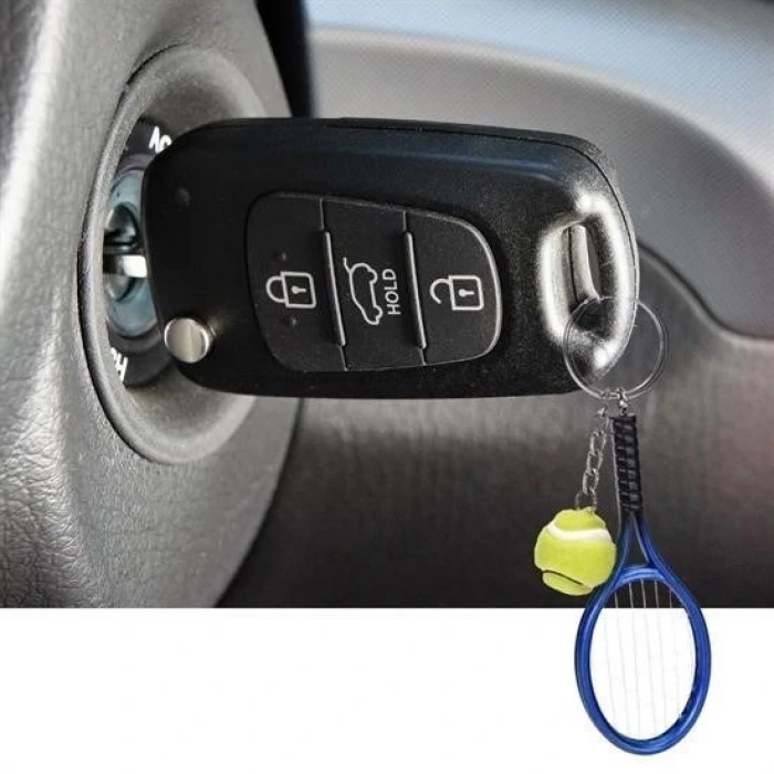 İpek Yıldızı® Gerçekçi Tenis Raketi Tasarımlı Şık Anahtarlık Kolye Çanta Süsü Tennis Keychain