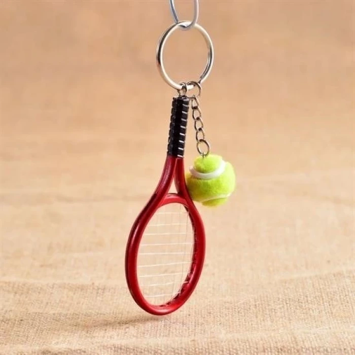 İpek Yıldızı® Gerçekçi Tenis Raketi Tasarımlı Şık Anahtarlık Kolye Çanta Süsü Tennis Keychain