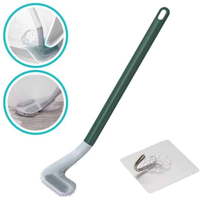 İpek Yıldızı® Golf Tasarımlı Silikon WC Klozet Mutfak Temizlik Fırçası Kanca Hediyeli