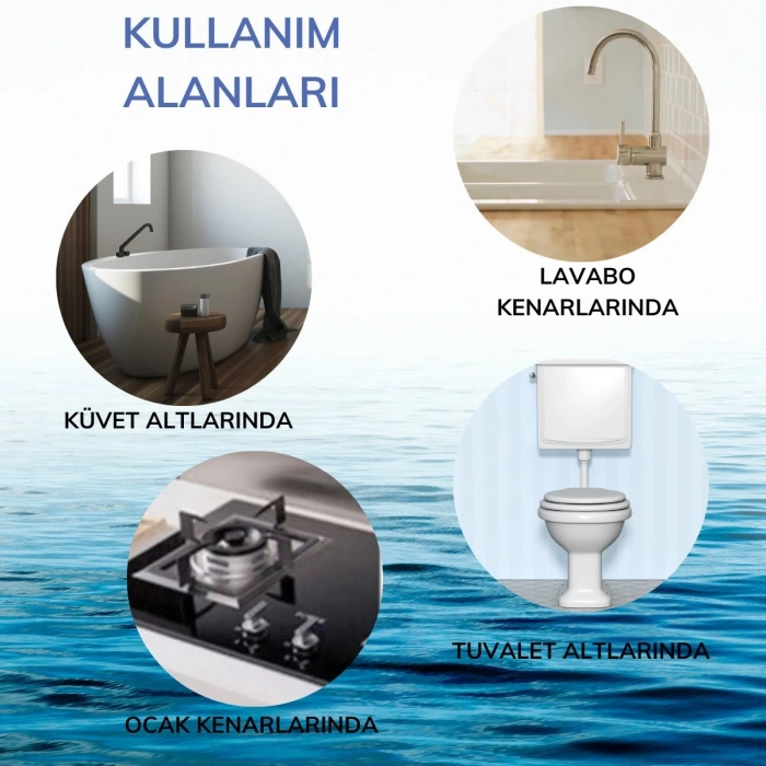 İpek Yıldızı® Gri Su Sızdırmaz  Banyo Mutfak Lavabo Küvet İzolasyon Şerit Bant