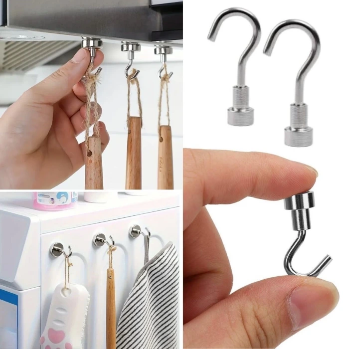 İpek Yıldızı® Güçlü Manyetik Mutfak,Banyolar İçin Çok Amaçlı 2li Magnet Askı