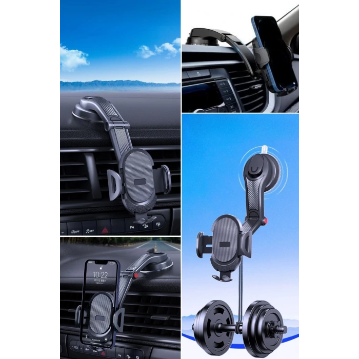 İpek Yıldızı® Güçlü Vantuzlu Araç İçi Konsol Üstü Telefon Tutucu Aparat