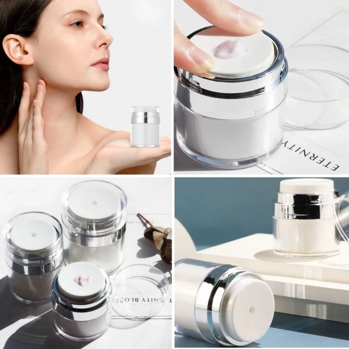 İpek Yıldızı® Hava Pompalı Doldurulabilir Vakumlu Krem,Fondoten Sıvı Kozmetik Ürün Şişesi