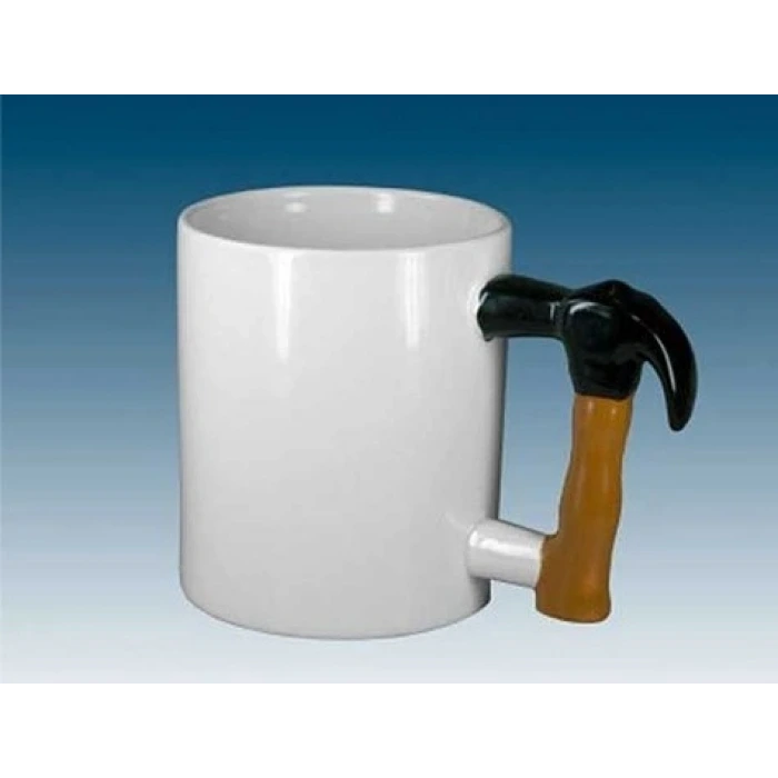 İpek Yıldızı® İlginç Hediyelik Çekiç Kulplu Tasarımlı Seramik Kupa Bardağı