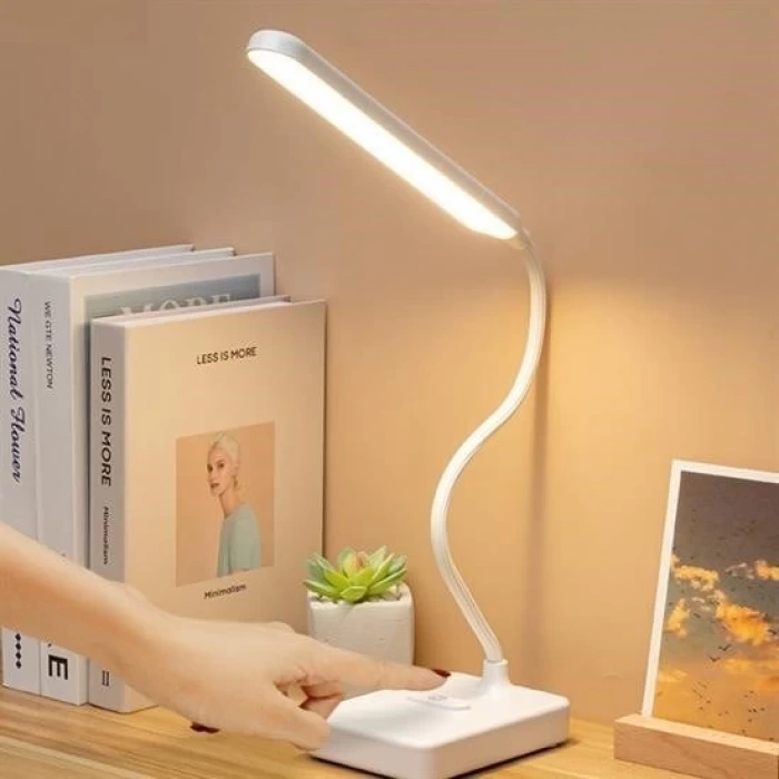 İpek Yıldızı® İnce Uzun USBli Dokunmatik 3 Kademeli 360 Derece Özel Göz Korumalı led Lityum Masa Lambası