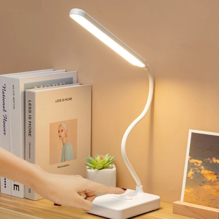 İpek Yıldızı® İnce Uzun USBli Dokunmatik 3 Kademeli 360 Derece Özel Göz Korumalı led Lityum Masa Lambası