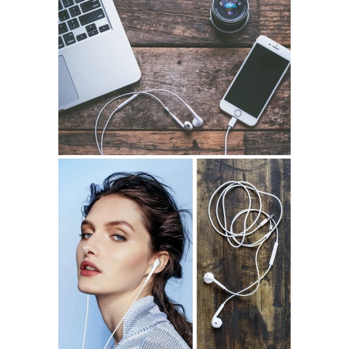 İpek Yıldızı® İphone Ucu Çıkışlı Pop Up Kulakiçi Yumuşak Kontrol Tuşlu Kulaklık