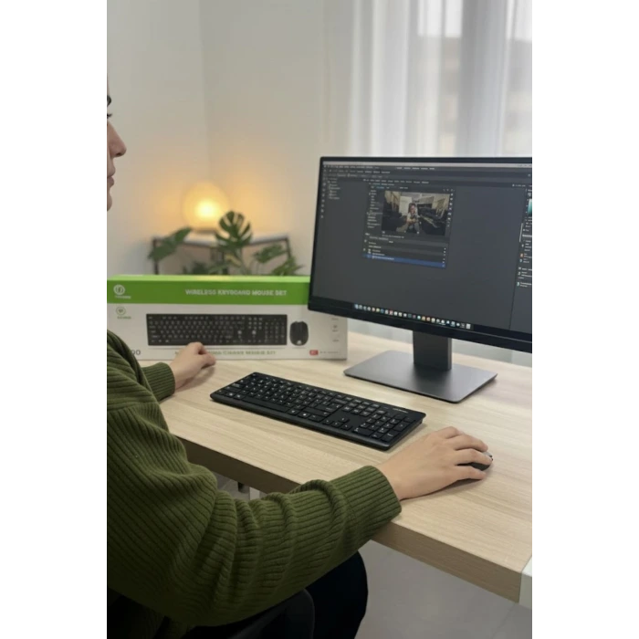 İpek Yıldızı® Kablosuz Q Klavye Mouse Seti Rahat Yazım, Sessiz Tuşlar, Ofis ve Ev Kullanımına Uygun Set YK7100