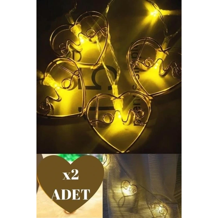 İpek Yıldızı® Kalpli Şerit Led Işık Zinciri Aydınlatma Doğum Günü Süs Işığı