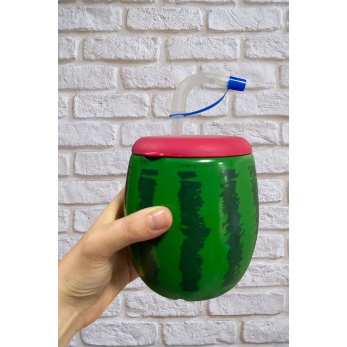 İpek Yıldızı® Karpuz Model Kendiliğinden Pipetli 900 ml Suluk, Matara