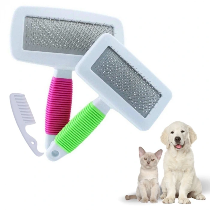 İpek Yıldızı® Kedi Köpek Telli Küçük Boy Tüy Bakım Seti Evcil Hayvan Tarama Fırçası