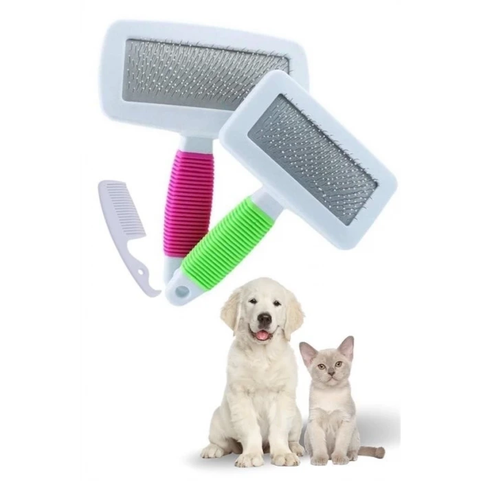 İpek Yıldızı® Kedi Köpek Telli Küçük Boy Tüy Bakım Seti Evcil Hayvan Tarama Fırçası