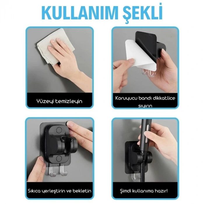 İpek Yıldızı® Kendiliğinden Güçlü Yapışkanlı Askılı Duş Başlık Tutucu