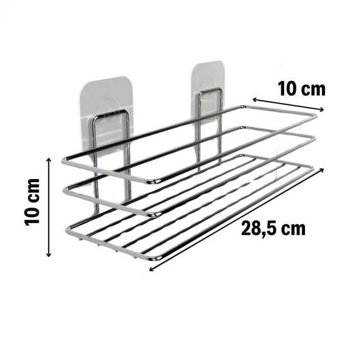 İpek Yıldızı® Kendiliğinden Yapışkanlı Krom Paslanmaz Metal Şampuanlık Banyo Düzenleyici Raf